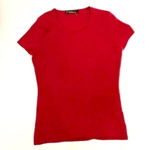Lord & Taylor red cashmere fitted tee top XS